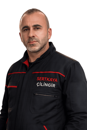 Profesyonel ekipmanlarla kapı açma ve kilit değişimi yapan uzman bir çilingir.